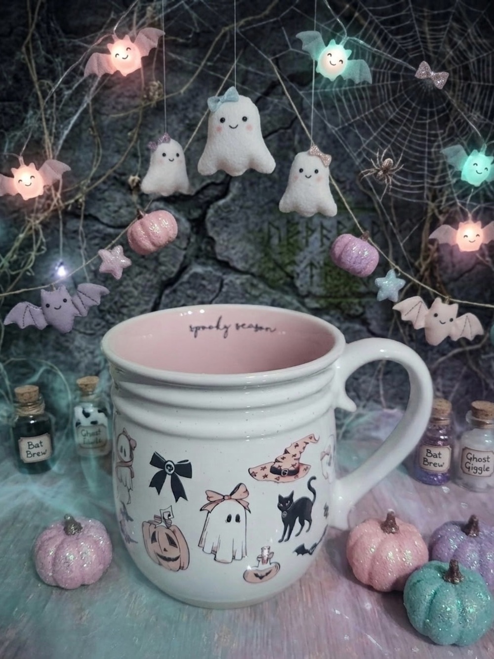 NEW Halloween Ghost & Cat Ceramic Mug